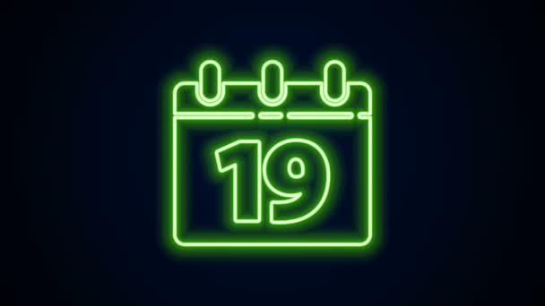 Glödande neon line Kalender med Glad påsk ikon isolerad på svart bakgrund. Vårens kristna helgdag symbol. 4K Video motion grafisk animation — Stockvideo