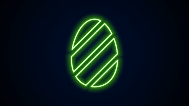 Świecąca neonowa linia ikona pisanki wyizolowana na czarnym tle. Szczęśliwej Wielkanocy. 4K Animacja graficzna ruchu wideo — Wideo stockowe