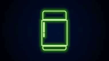 Parlayan neon çizgisi silgisi veya siyah arkaplanda izole edilmiş kauçuk simge. 4K Video hareketli grafik canlandırması