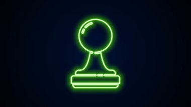 Parlayan neon hattı pul simgesi siyah arkaplanda izole edildi. 4K Video hareketli grafik canlandırması