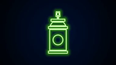 Parlayan neon çizgisi boya kutusu simgesi siyah arkaplanda izole edildi. 4K Video hareketli grafik canlandırması