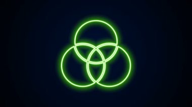 Parlayan neon hattı RGB ve CMYK renk karıştırma simgesi siyah arkaplanda izole edildi. 4K Video hareketli grafik canlandırması