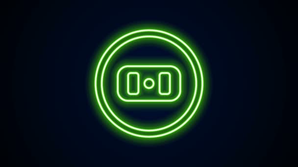 Žhnoucí neonová čára Ikona elektrické zásuvky izolovaná na černém pozadí. Zásuvka. Symbol Rosetty. Grafická animace pohybu videa 4K — Stock video