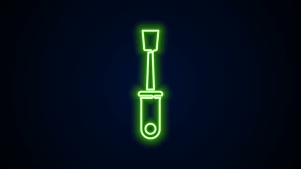 Leuchtende Leuchtschrift Schraubenzieher-Symbol isoliert auf schwarzem Hintergrund. Service-Tool-Symbol. 4K Video Motion Grafik Animation — Stockvideo
