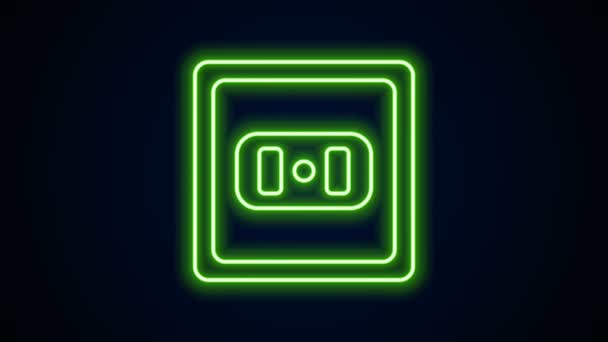 Leuchtende Neon-Linie Steckdose Symbol isoliert auf schwarzem Hintergrund. Steckdose. Rosettensymbol. 4K Video Motion Grafik Animation — Stockvideo