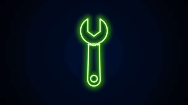 Zářící neonová čára Klíč klíč ikona izolované na černém pozadí. Grafická animace pohybu videa 4K — Stock video