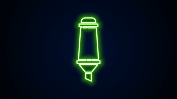 Ragyogó neon vonal Jelölőtoll ikon elszigetelt fekete alapon. 4K Videó mozgás grafikus animáció — Stock videók