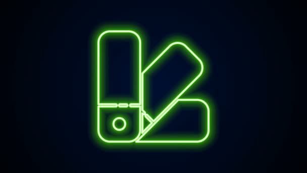 Linea neon incandescente Icona guida tavolozza colori isolata su sfondo nero. Animazione grafica 4K Video motion — Video Stock
