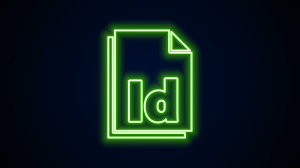 Świecąca neonowa linia ID Ikona dokumentu pliku izolowana na czarnym tle. 4K Animacja graficzna ruchu wideo — Wideo stockowe