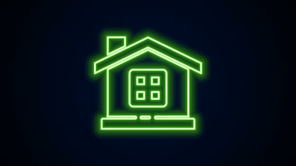Leuchtende Leuchtschrift House Symbol isoliert auf schwarzem Hintergrund. Heimatsymbol. 4K Video Motion Grafik Animation — Stockvideo
