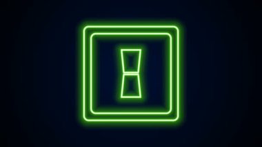 Parlayan neon hattı elektrik düğmesi simgesi siyah arkaplanda izole edildi. Açık ve kapalı simgesi. Loş ışık düğmesi işareti. Enerji tasarrufu kavramı. 4K Video hareketli grafik canlandırması