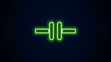 Parlayan neon hattı elektrik devre şeması simgesi siyah arkaplanda izole edildi. Devre kartı. 4K Video hareketli grafik canlandırması