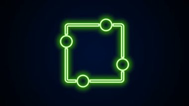 Parlayan neon hattı elektrik devre şeması simgesi siyah arkaplanda izole edildi. Devre kartı. 4K Video hareketli grafik canlandırması