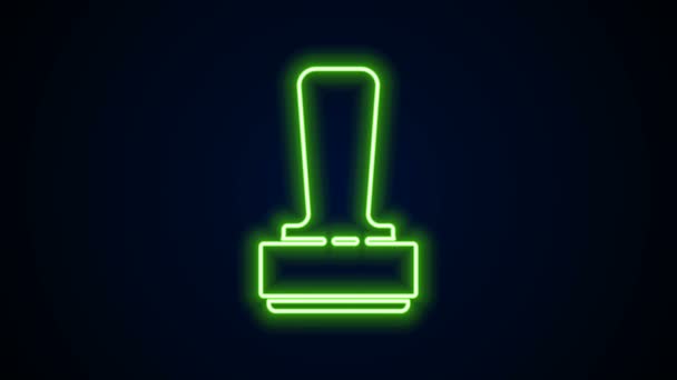 Ikon stempel neon yang bersinar terisolasi pada latar belakang hitam. Animasi grafis gerak Video 4K — Stok Video