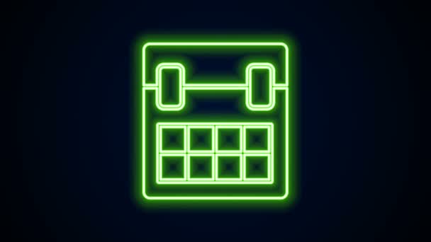 Glowing neon line Calendar icon isolated on black background. Simbol pengingat kejadian. Animasi grafis gerak Video 4K — Stok Video
