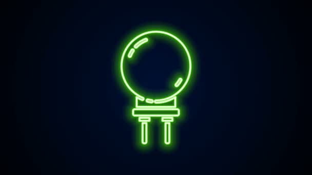 Gloeiende neon lijn Lichtgevende diode pictogram geïsoleerd op zwarte achtergrond. Halfgeleiderdiode elektrisch onderdeel. 4K Video motion grafische animatie — Stockvideo