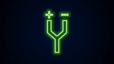 Parlayan neon hattı elektrik kablosu simgesi siyah arkaplanda izole edildi. 4K Video hareketli grafik canlandırması