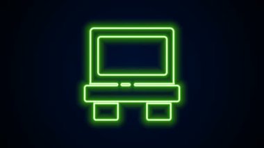Parlayan neon hattı Fuse elektrik koruma bileşeni ikonu siyah arkaplanda izole edildi. Eriyen koruyucu fitil. 4K Video hareketli grafik canlandırması