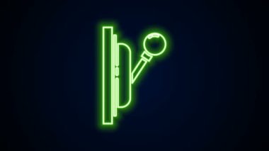 Parlayan neon hattı elektrik panel simgesi siyah arkaplanda izole edildi. Kolu değiştir. 4K Video hareketli grafik canlandırması