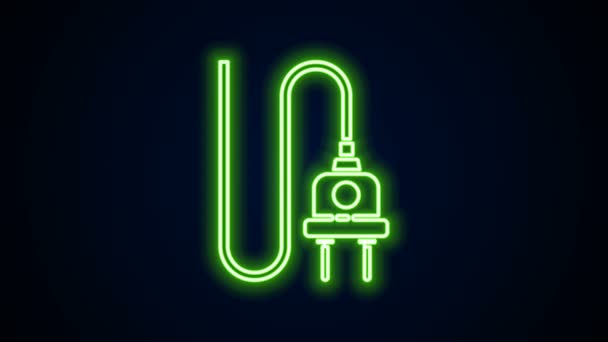 Linha de néon brilhante ícone plugue elétrico isolado no fundo preto. Conceito de conexão e desconexão da eletricidade. Animação gráfica em movimento de vídeo 4K — Vídeo de Stock