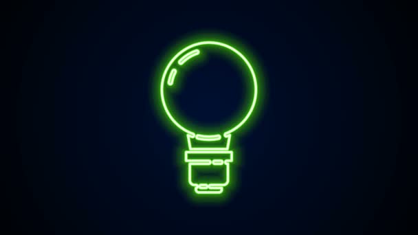 Lampadina fluorescente linea al neon con concetto di idea icona isolata su sfondo nero. Energia e idea simbolo. Concetto di ispirazione. Animazione grafica 4K Video motion — Video Stock
