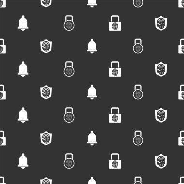 Parmak izini kilit, kalkan, hareket sensörü ve kusursuz desen ile ayarla. Vektör.