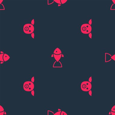 Domuz ve Balık 'ı kusursuz bir kalıba sokun. Vektör.