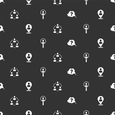 Soru işareti, İşçi konumu, Proje ekibi tabanı ve insanları kusursuz bir şekilde araştır. Vektör.