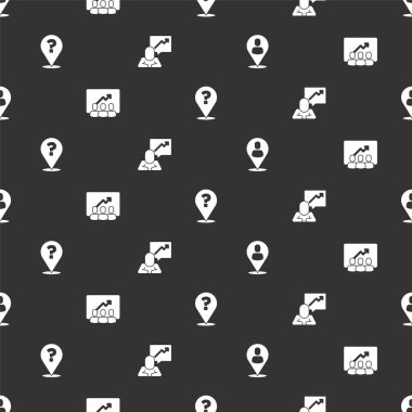 İşçi konumunu, Proje ekibi tabanını, Soru işaretini ve takım liderini kusursuz bir şekilde ayarla. Vektör.