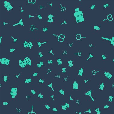 Tırnak makası, klozet, sünger ve kauçuk pompasını pürüzsüz desene ayarlayın. Vektör.