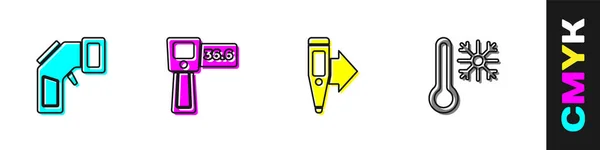 Set Digitales Thermometer Und Thermometer Mit Schneeflockensymbol Vektor — Stockvektor