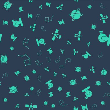 Uyduları, uyduları, gezegenin yörüngesinde dönen uyduları, Büyük Ayı takımyıldızını ve kusursuz desenli astronomik gözlemevini ayarla. Vektör.