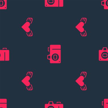 Kanatlı Kalp 'i ve fotoğraf makinesini kusursuz şekilde ayarla. Vektör.