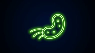 Parlayan neon hattı Virüs simgesi siyah arkaplanda izole edildi. Corona virüsü 2019-nCoV. Bakteri ve mikroplar, hücre kanseri, mikrop, mantar. 4K Video hareketli grafik canlandırması