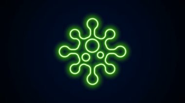 Parlayan neon hattı Virüs simgesi siyah arkaplanda izole edildi. Corona virüsü 2019-nCoV. Bakteri ve mikroplar, hücre kanseri, mikrop, mantar. 4K Video hareketli grafik canlandırması