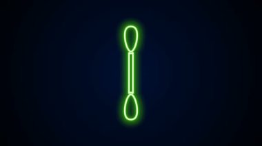 Siyah arkaplanda izole edilmiş kulak simgesi için parlayan neon hattı pamuk çubuğu. 4K Video hareketli grafik canlandırması