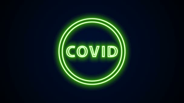 Ragyogó neon vonal Corona vírus covid-19 ikon izolált fekete alapon. Baktériumok és baktériumok, sejtrák, mikrobák, gombák. 4K Videó mozgás grafikus animáció — Stock videók