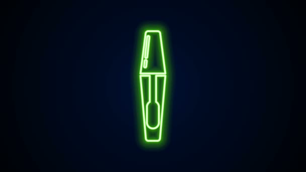 Glowing neon line Mascara brush icon isolated on black background. Animasi grafis gerak Video 4K — Stok Video