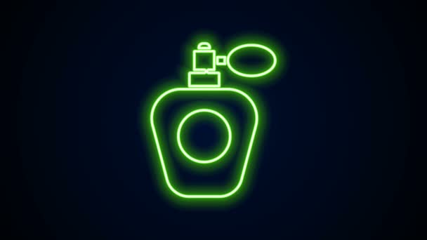 Parlayan neon hattı Parfüm ikonu siyah arkaplanda izole edildi. 4K Video hareketli grafik canlandırması — Stok video