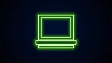 Siyah zemin üzerinde ayna simgesi olan parlak neon çizgi makyaj tozu. 4K Video hareketli grafik canlandırması