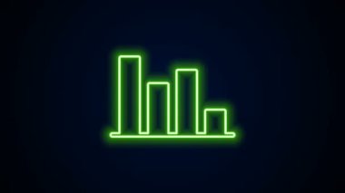 Parlayan neon hattı pasta grafiği bilgi simgesi siyah arkaplanda izole edildi. Diyagram çizelgesi. 4K Video hareketli grafik canlandırması