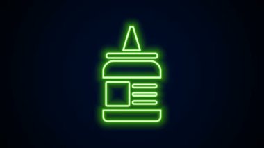 Parlayan neon çizgisi yapıştırıcı simgesi siyah arkaplanda izole edildi. 4K Video hareketli grafik canlandırması