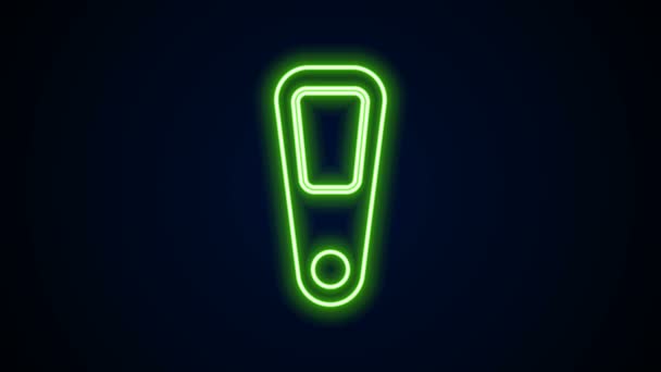Świecąca neonowa linia Ręczna ikona lustra odizolowana na czarnym tle. 4K Animacja graficzna ruchu wideo — Wideo stockowe