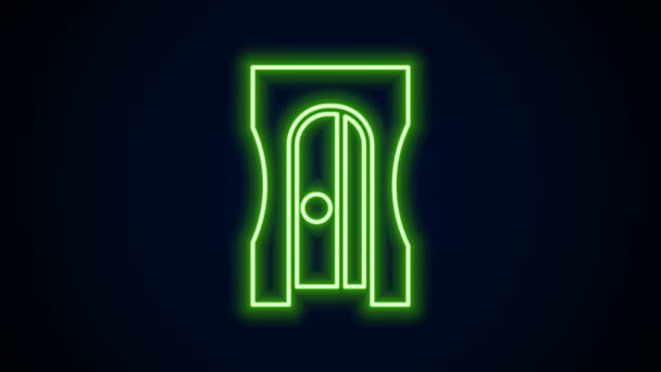Világító neon vonal Ceruza élező ikon elszigetelt fekete alapon. 4K Videó mozgás grafikus animáció — Stock videók