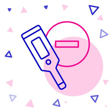 Tıbbi muayene ikonu için çizgi tıbbi termometresi beyaz arka planda izole edildi. Renkli taslak konsepti. Vektör.