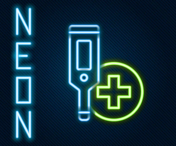 Leuchtende Neon Line Medical Digital Thermometer Für Medizinische Untersuchung Symbol — Stockvektor
