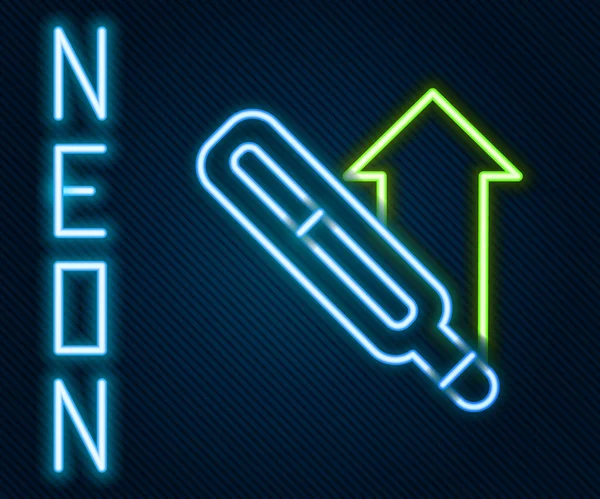 Žhnoucí Neonová Linka Lékařský Teploměr Pro Ikonu Lékařské Prohlídky Izolovaný — Stockový vektor