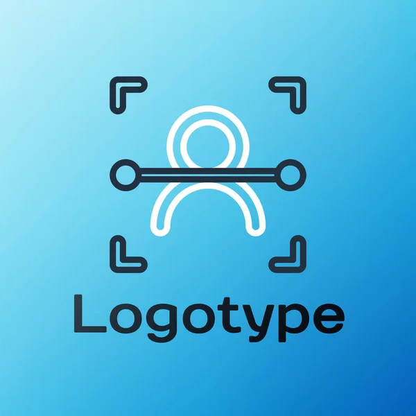 Line Face Herkenningspictogram Geïsoleerd Blauwe Achtergrond Gezicht Identificatie Scanner Icoon — Stockvector
