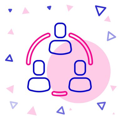 Çizgi Projesi taban simgesi beyaz arkaplanda izole edildi. İş analizi ve planlama, danışmanlık, takım çalışması, proje yönetimi. Renkli taslak konsepti. Vektör.