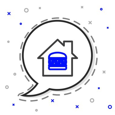 Çevrimiçi sipariş verme ve fast food dağıtım simgesi beyaz arka planda izole edildi. Renkli taslak konsepti. Vektör.